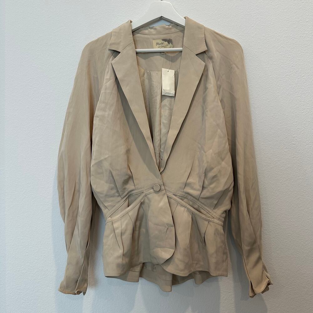 NWT Elizabeth and James cream beige champagne silk blazer small